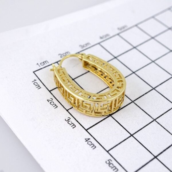 E1884 Earrings - Aretes - Plain - 14k Real Color - Image 3