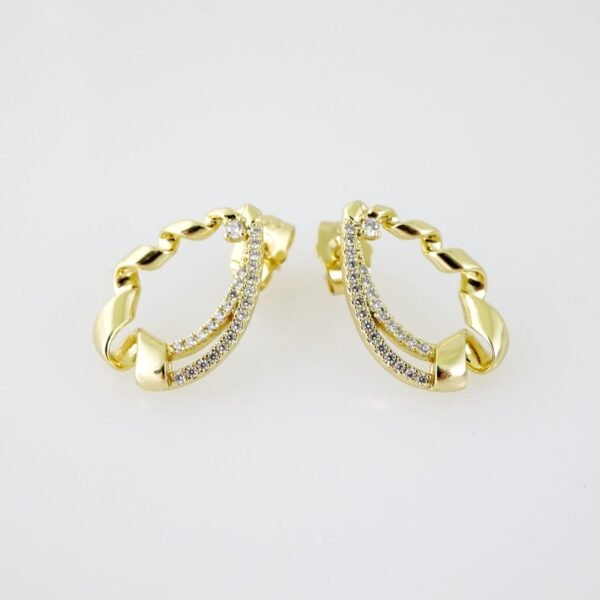 E2048 Earrings - Aretes - Zircon Stone - 14K Real Color