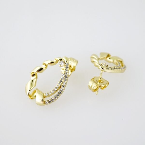 E2048 Earrings - Aretes - Zircon Stone - 14K Real Color - Image 2