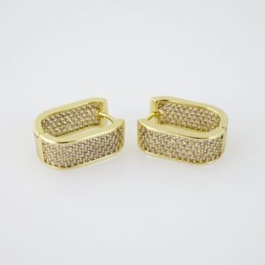 E2055 Earrings - Aretes - Zircon Stone - 14K Real Color