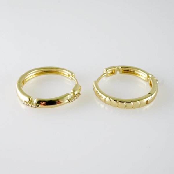 E2087 Earrings - Aretes - Plain - 14K Real Color - Image 2