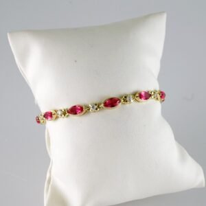 B1446 Bracelet - Pulseras - Zircon Stone - 14K Real Color - Red