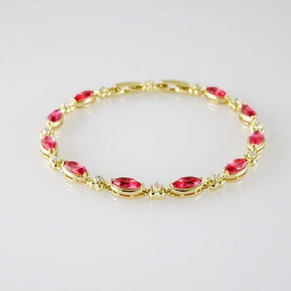 B1446 Bracelet - Pulseras - Zircon Stone - 14K Real Color - Red - Image 2