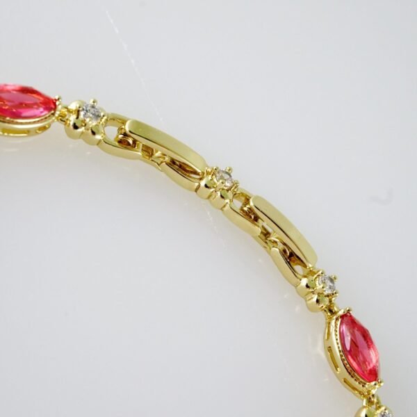 B1446 Bracelet - Pulseras - Zircon Stone - 14K Real Color - Red - Image 3