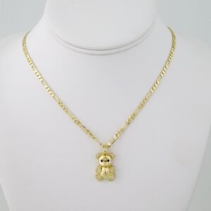 SET1569 Cadenas - Colgante -  Chain W - Pendants - 14K Real Color - Zircon Stone - 3mmX55cm Figaro