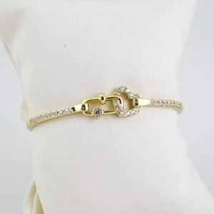 P387 Bangle - Pulsos Duros - Zircon Stone - 14K Real Color
