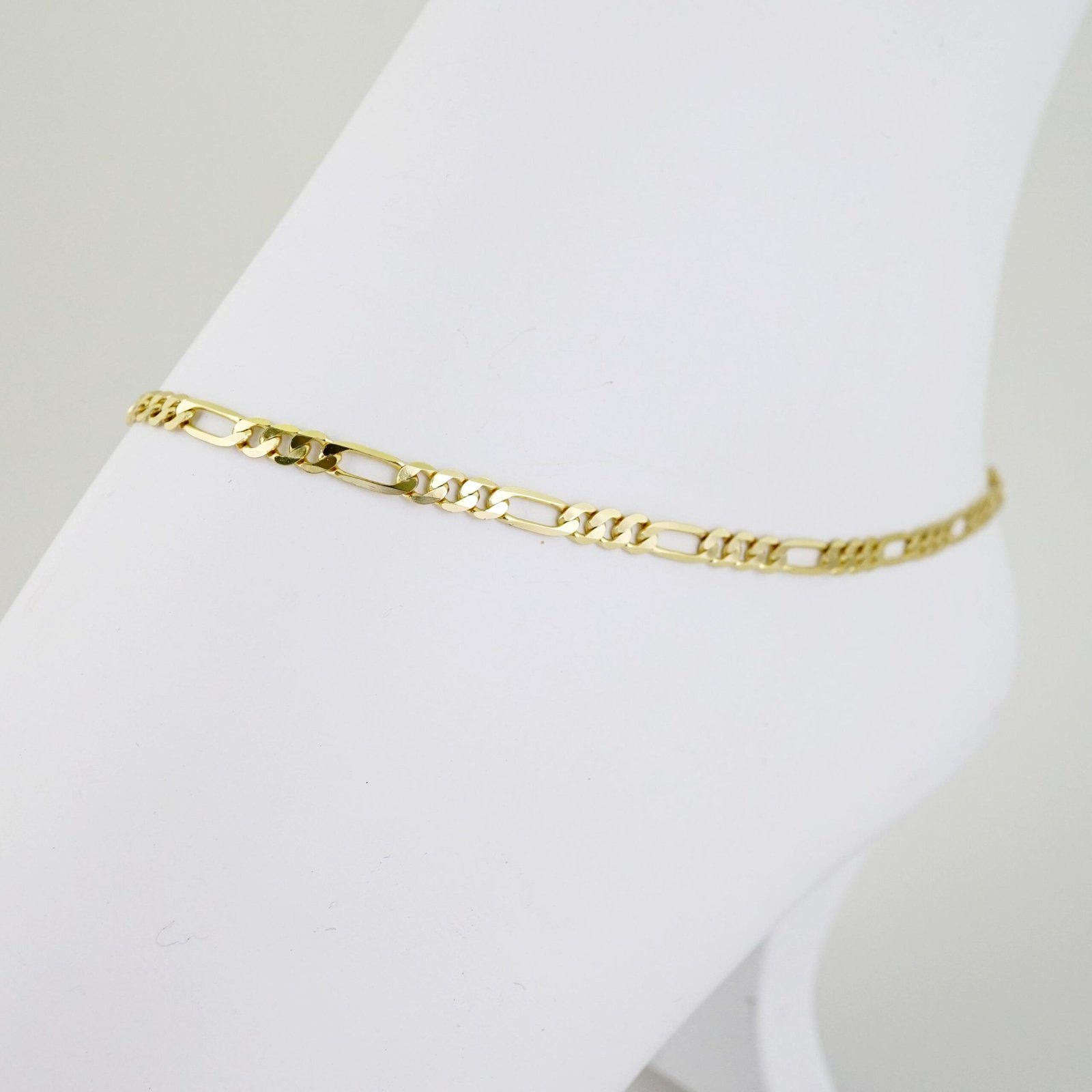 A0072 Anklets - Plain - 14K Real Color - 3mm - Figaro - Image 2