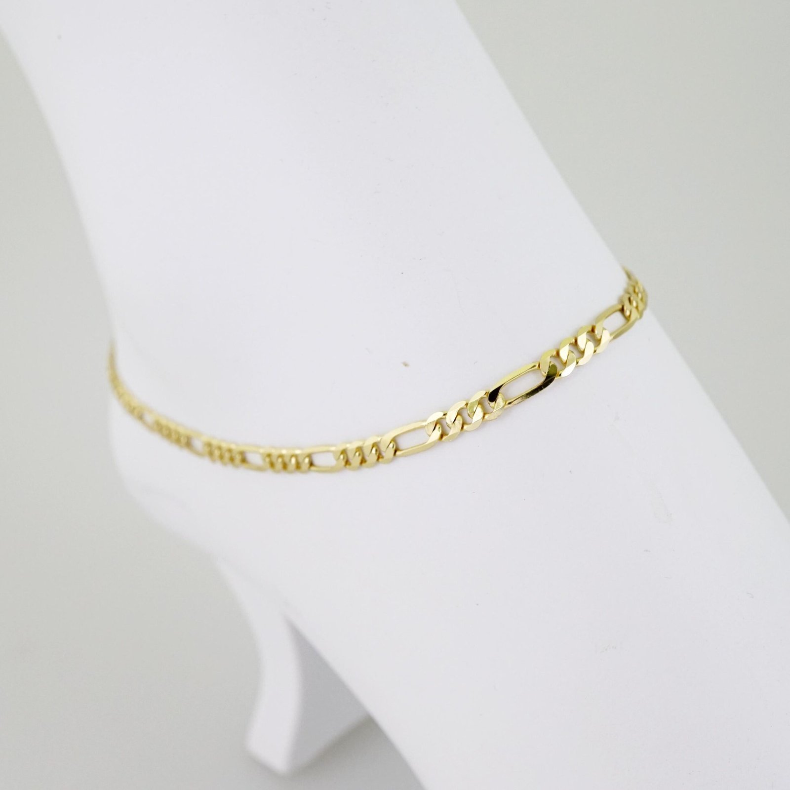 A0072 Anklets - Plain - 14K Real Color - 3mm - Figaro