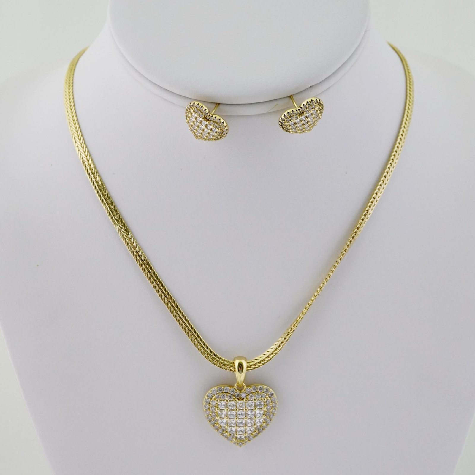 SET1684 Choker - Earrings - Aretes - Zircon Stone - 14K Real Color