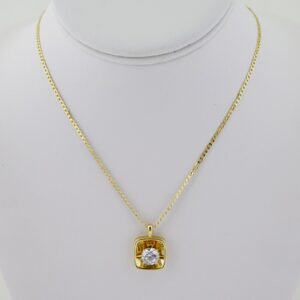 SET1685 Cadenas - Colgante - Aretes - Chain W - Pendants- Earrings - 14K Real Color - Zircon Stone - 2mmx45cm
