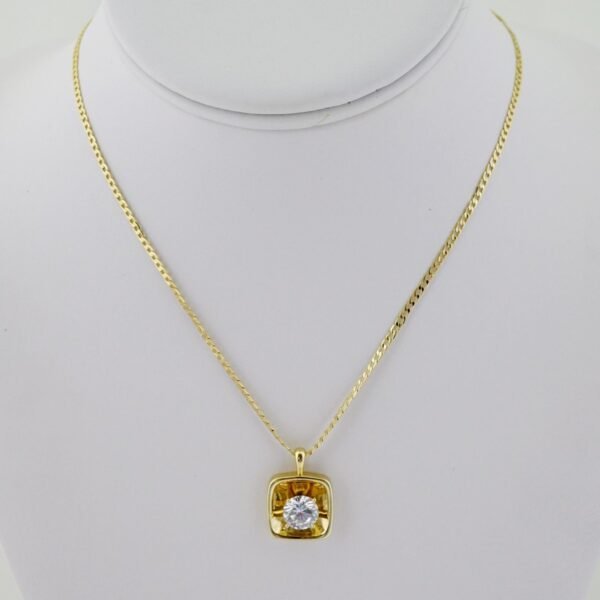 SET1685 Cadenas - Colgante - Aretes - Chain W - Pendants- Earrings - 14K Real Color - Zircon Stone - 2mmx45cm