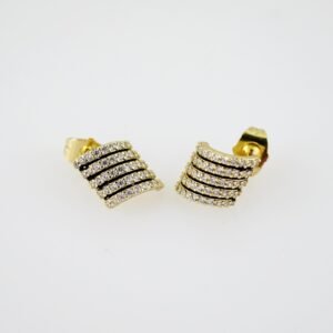 E2000 Earrings - Aretes - Zircon Stone - 14K Real Color