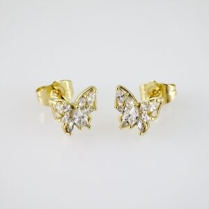 E2409 Earrings - Aretes - Zircon Stone - 14K Real Color